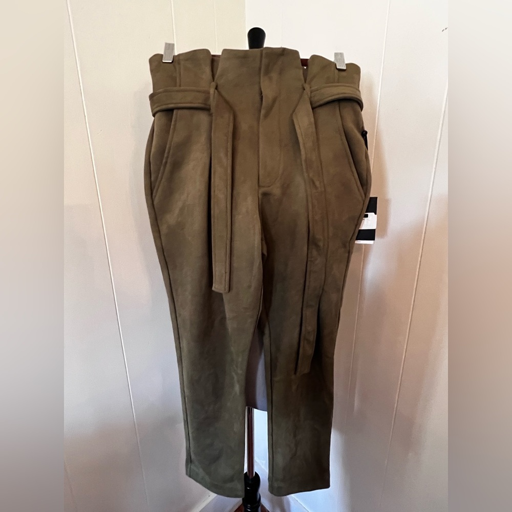 NWT DKNY Olive Green Suede Pants, Size 4P